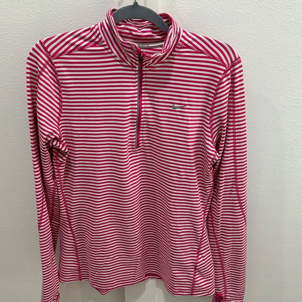 Nike pink striped 1/4 zip